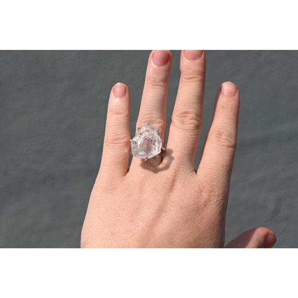 Alternative diamond engagement ring,  raw stone rings, - Picture 4 of 6